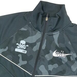 Nike Dri-FIT Mens XL Track Jacket Black Camo Skull Crossbones Full Zip 1-67